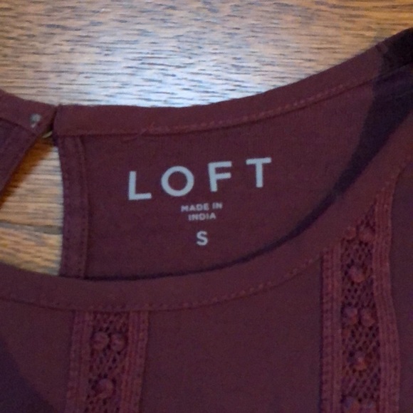 LOFT Bohemian Flowy Peasant Blouse Cabernet Red S - Picture 3 of 5
